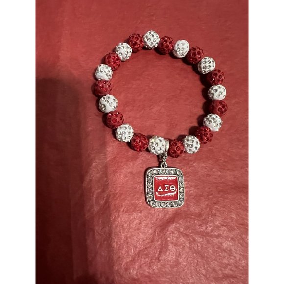 Delta Sigma Theta Beaded Bling Elastic DST Charm Bracelet - Picture 6 of 6